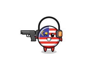 Fototapeta premium illustration of malaysia flag cartoon doing shooting range
