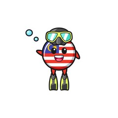 the malaysia flag diver cartoon character