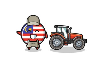 the malaysia flag farmer mascot standing beside a tractor