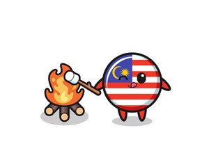 malaysia flag character is burning marshmallow