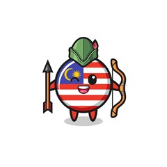 malaysia flag cartoon as medieval archer mascot
