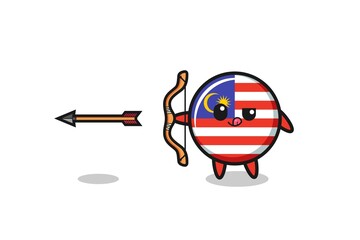 illustration of malaysia flag character doing archery