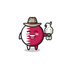 qatar flag zookeeper mascot with a parrot
