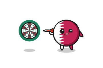 cute qatar flag is playing dart
