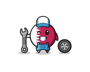 the qatar flag character as a mechanic mascot