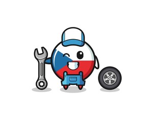 the czech flag character as a mechanic mascot