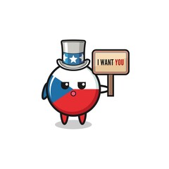 czech flag cartoon as uncle Sam holding the banner I want you