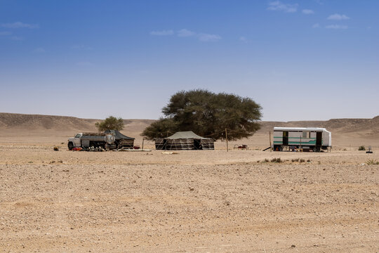 A Bedouin Family Camp In The Desert Near Sadus, Saudi Arabia