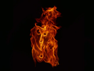 Flame Flame Texture For Strange Shape Fire Background Flame meat that is burned from the stove or from cooking. danger feeling abstract black background Suitable for banners or advertisements.