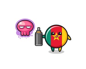 cameroon flag cartoon make a graffiti with a spray paint