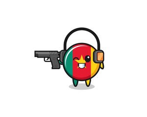 illustration of cameroon flag cartoon doing shooting range