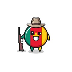cameroon flag hunter mascot holding a gun
