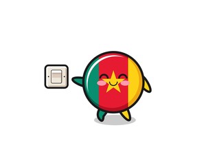 cartoon cameroon flag is turning off light