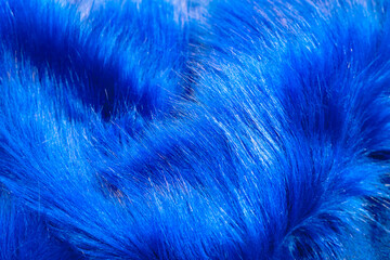 Furry fabric. Blue furry or shaggy or plush fabric in top view.