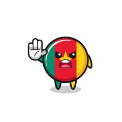 Fototapeta premium cameroon flag character doing stop gesture