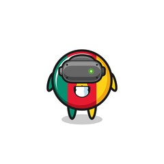 Obraz premium cute cameroon flag using VR headset