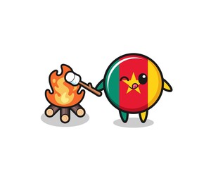 cameroon flag character is burning marshmallow