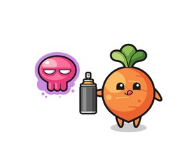 carrot cartoon make a graffiti with a spray paint