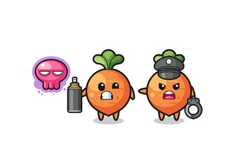 carrot cartoon doing vandalism and caught by the police