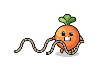 illustration of carrot doing battle rope workout