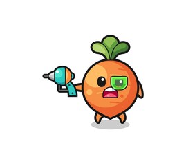 cute carrot holding a future gun