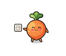 cartoon carrot is turning off light
