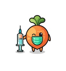 carrot mascot as vaccinator