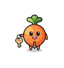 cute carrot as a real estate agent mascot