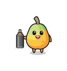 the cute papaya as a graffiti bomber