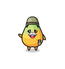 cute papaya as veteran cartoon