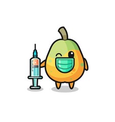papaya mascot as vaccinator