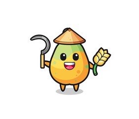 papaya Asian farmer holding paddy