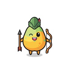 papaya cartoon as medieval archer mascot