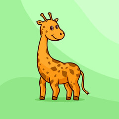 Cute Giraffe Cartoon Isolated