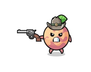the pluot fruit cowboy shooting with a gun