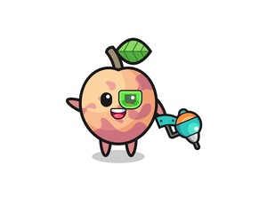 pluot fruit cartoon as future warrior mascot