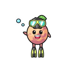 the pluot fruit diver cartoon character