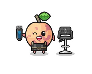 pluot fruit barbershop is holding a trimer