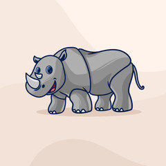 Cute Rhinoceros Cartoon Isolated