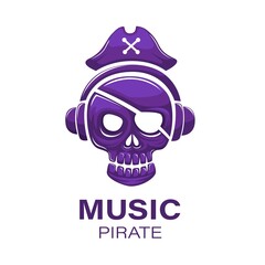 Music Pirate Logo Mascot illustration vector