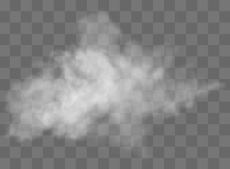 Fog or smoke isolated transparent special effect. White vector cloudiness, mist or smog background. Vector illustration