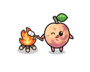 pluot fruit character is burning marshmallow