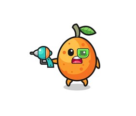 cute kumquat holding a future gun