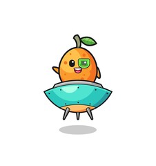 kumquat cartoon riding a future spaceship