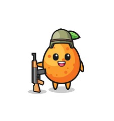 Fototapeta premium cute kumquat mascot as a soldier