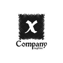 Obraz premium letter X logo inside a square with a sketch style. fashion logo template. luxurious vector logo.