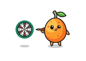 cute kumquat is playing dart