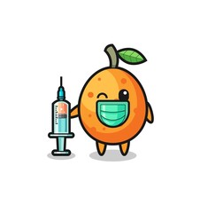 Obraz premium kumquat mascot as vaccinator
