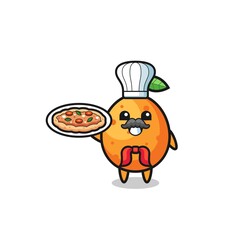 kumquat character as Italian chef mascot