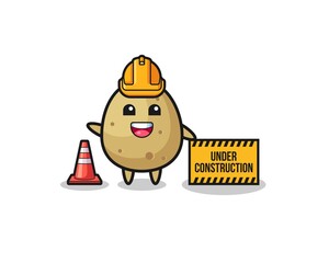 illustration of potato with under construction banner
